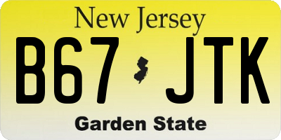 NJ license plate B67JTK