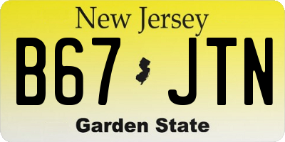 NJ license plate B67JTN