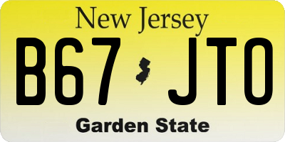 NJ license plate B67JTO