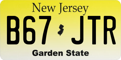 NJ license plate B67JTR