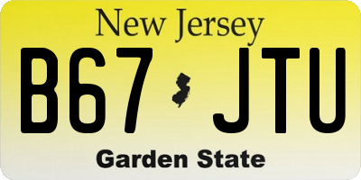 NJ license plate B67JTU
