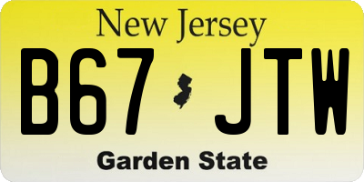 NJ license plate B67JTW