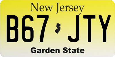 NJ license plate B67JTY