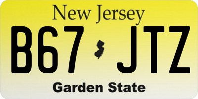 NJ license plate B67JTZ