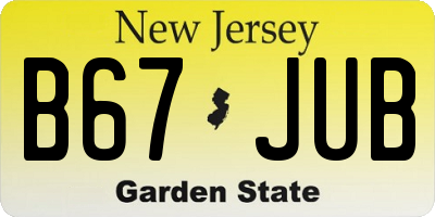 NJ license plate B67JUB