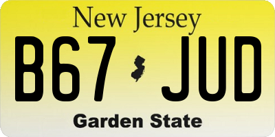 NJ license plate B67JUD