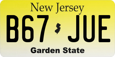 NJ license plate B67JUE