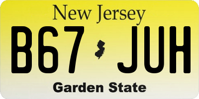 NJ license plate B67JUH