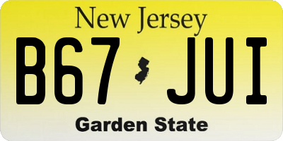 NJ license plate B67JUI
