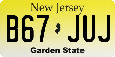 NJ license plate B67JUJ