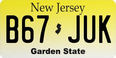 NJ license plate B67JUK