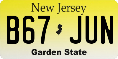 NJ license plate B67JUN