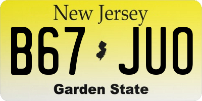 NJ license plate B67JUO