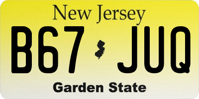 NJ license plate B67JUQ