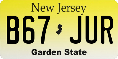 NJ license plate B67JUR