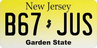 NJ license plate B67JUS