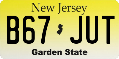NJ license plate B67JUT
