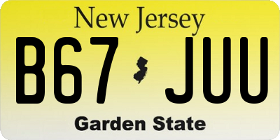 NJ license plate B67JUU