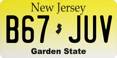 NJ license plate B67JUV
