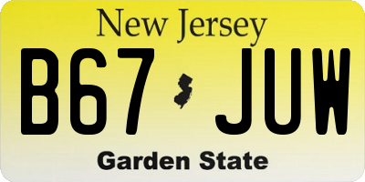 NJ license plate B67JUW