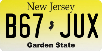 NJ license plate B67JUX