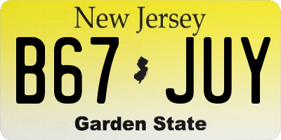 NJ license plate B67JUY