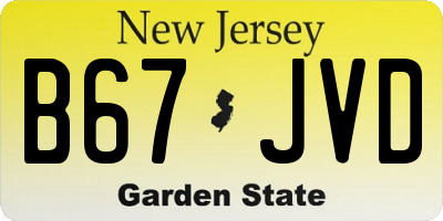 NJ license plate B67JVD