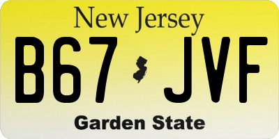 NJ license plate B67JVF