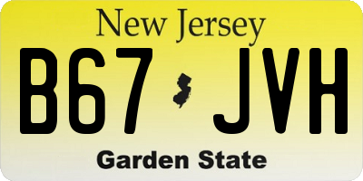 NJ license plate B67JVH