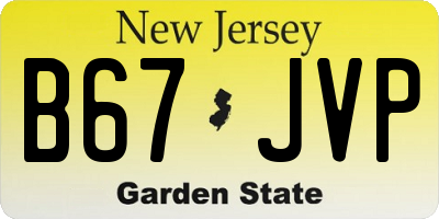 NJ license plate B67JVP