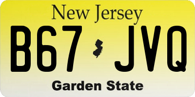 NJ license plate B67JVQ