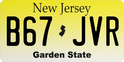 NJ license plate B67JVR