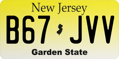 NJ license plate B67JVV