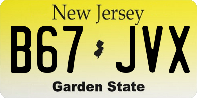 NJ license plate B67JVX