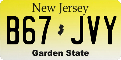 NJ license plate B67JVY