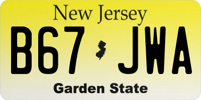 NJ license plate B67JWA