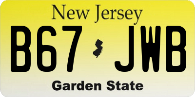 NJ license plate B67JWB