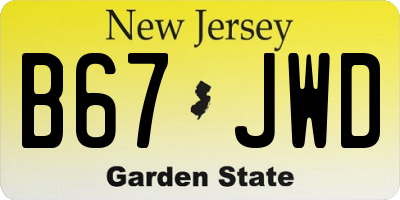 NJ license plate B67JWD