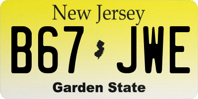 NJ license plate B67JWE