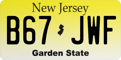 NJ license plate B67JWF