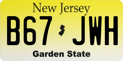 NJ license plate B67JWH