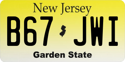 NJ license plate B67JWI