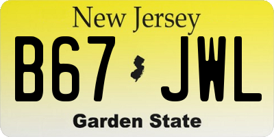 NJ license plate B67JWL