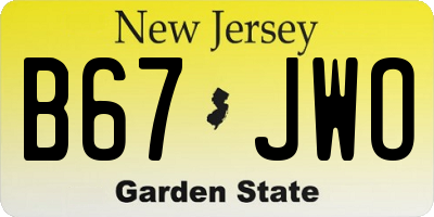NJ license plate B67JWO