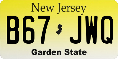 NJ license plate B67JWQ