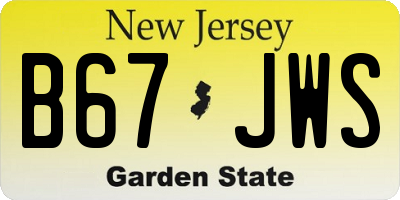 NJ license plate B67JWS
