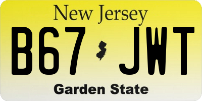 NJ license plate B67JWT