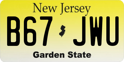 NJ license plate B67JWU