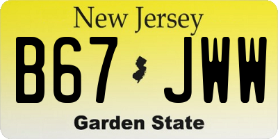 NJ license plate B67JWW