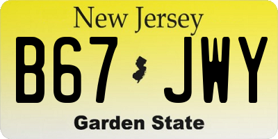NJ license plate B67JWY
